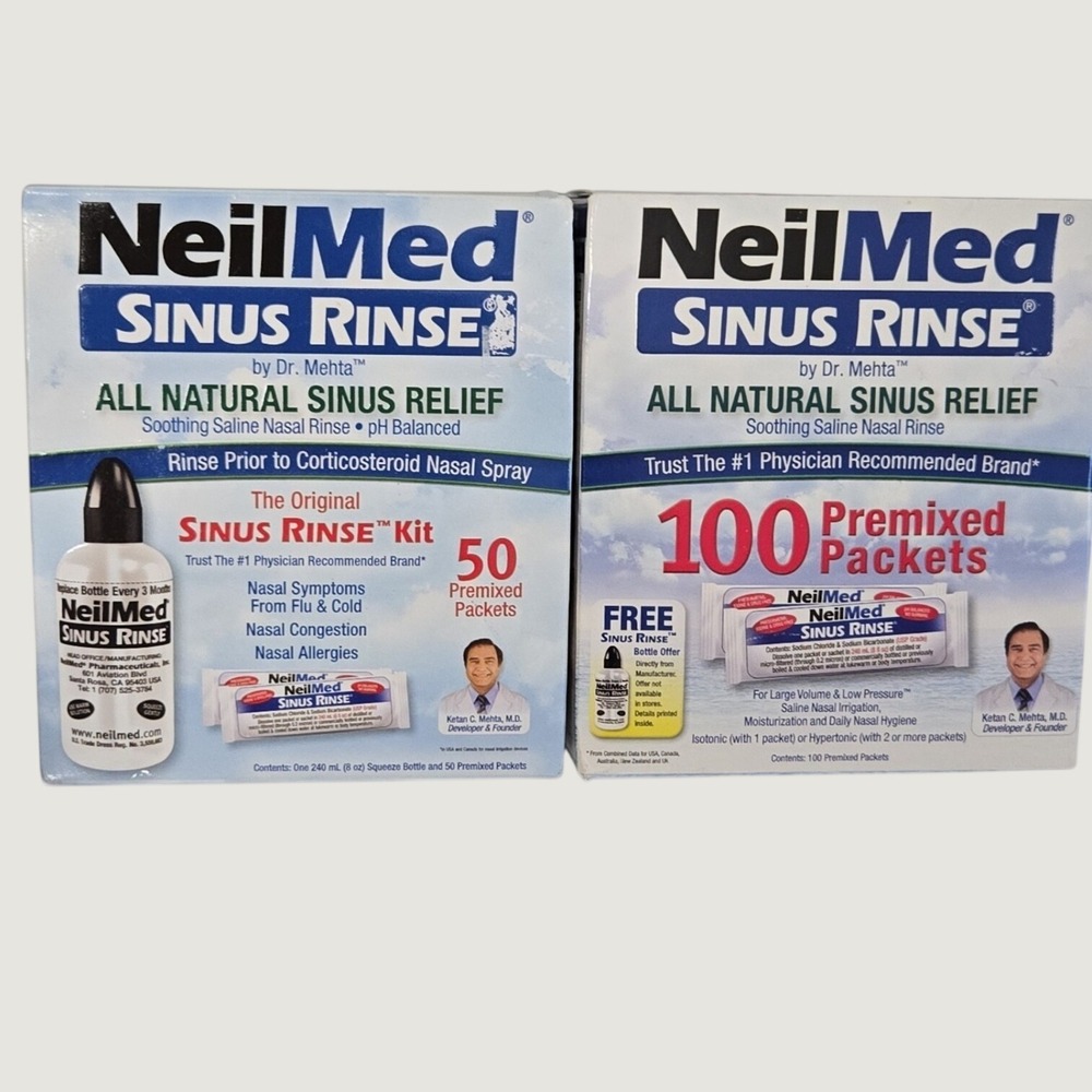 NeilMed Sinus Rinse Kit 50 Packets and 100 Refill Packets 150 Total Saline Rinse